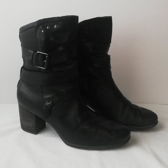 Josef Seibel Leather Booties with Buckle & Zipper Size 8 - Picture 2 of 9